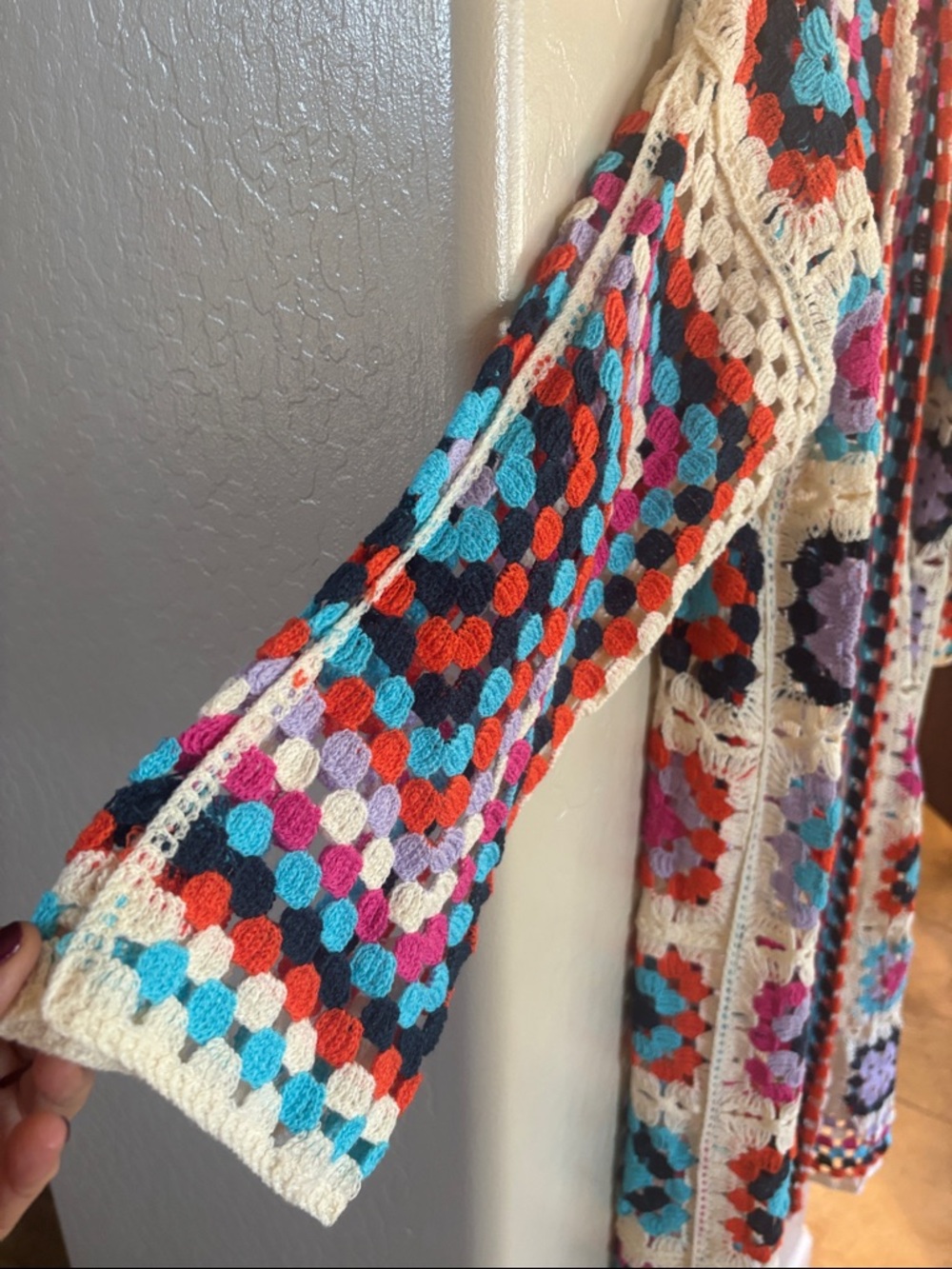 Multicolor Crochet Granny Cardigan Sweater - Picture 2 of 4